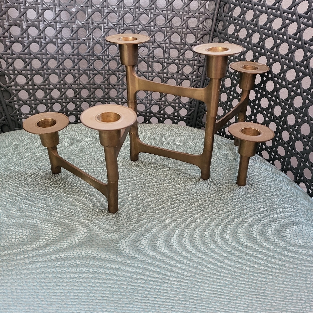 MID-CENTURY Modern Brass Articulating Danish Candle Holder - Picture 2 of 14